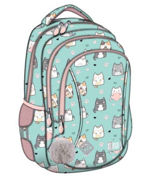 Ghiozdan Prescolari St.Right 3 Compartimente Impermeabil Charming Cats BP26 39x27x17cm